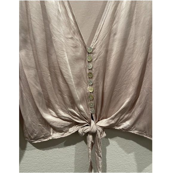 ZARA V-Neck Button Down Cream Blouse - Picture 4 of 5